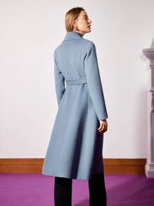 MOTF PREMIUM BELTED WOOL-BLEND COAT - Purple - View 3