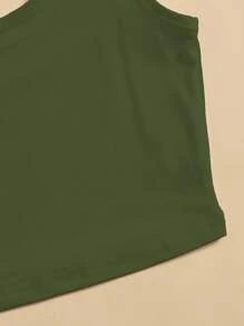 SHEIN Unity Solid Crop Tank Top - Army Green - View 4