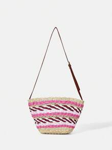 SHEIN VCAY 女性編織草編手提包 - 彩色 - 查看 8