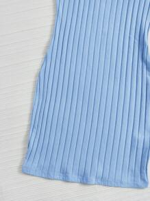SHEIN EZwear Rib Knit Bodycon Dress - Baby Blue - View 5