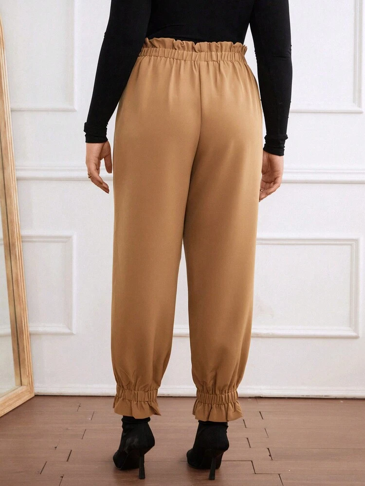 Plus Paperbag Waist Knot Side Pants
