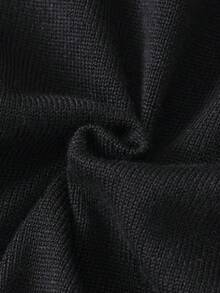 Chica preadolescente Vestido de punto de manga farol ribete con fruncido - Negro - Ver 3