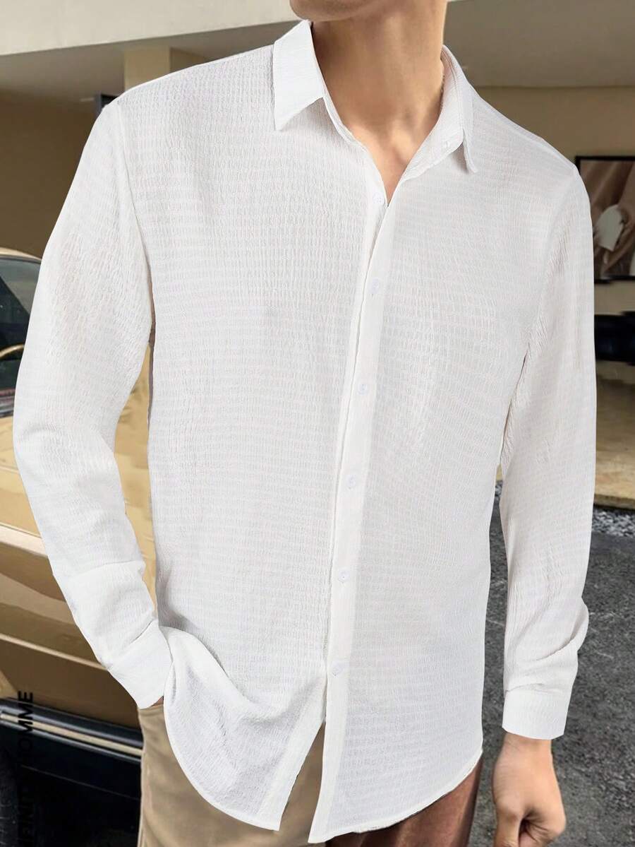 Manfinity Homme 男裝襯衫 - 白色 - 查看 1
