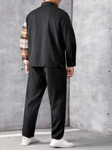 Manfinity Homme Men Plus Plaid Print Shirt & Pants - Black - View 2