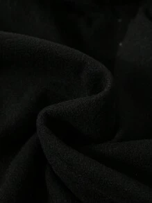 SHEIN Young Girl Fuzzy Trim Hooded Overcoat - Black - View 3