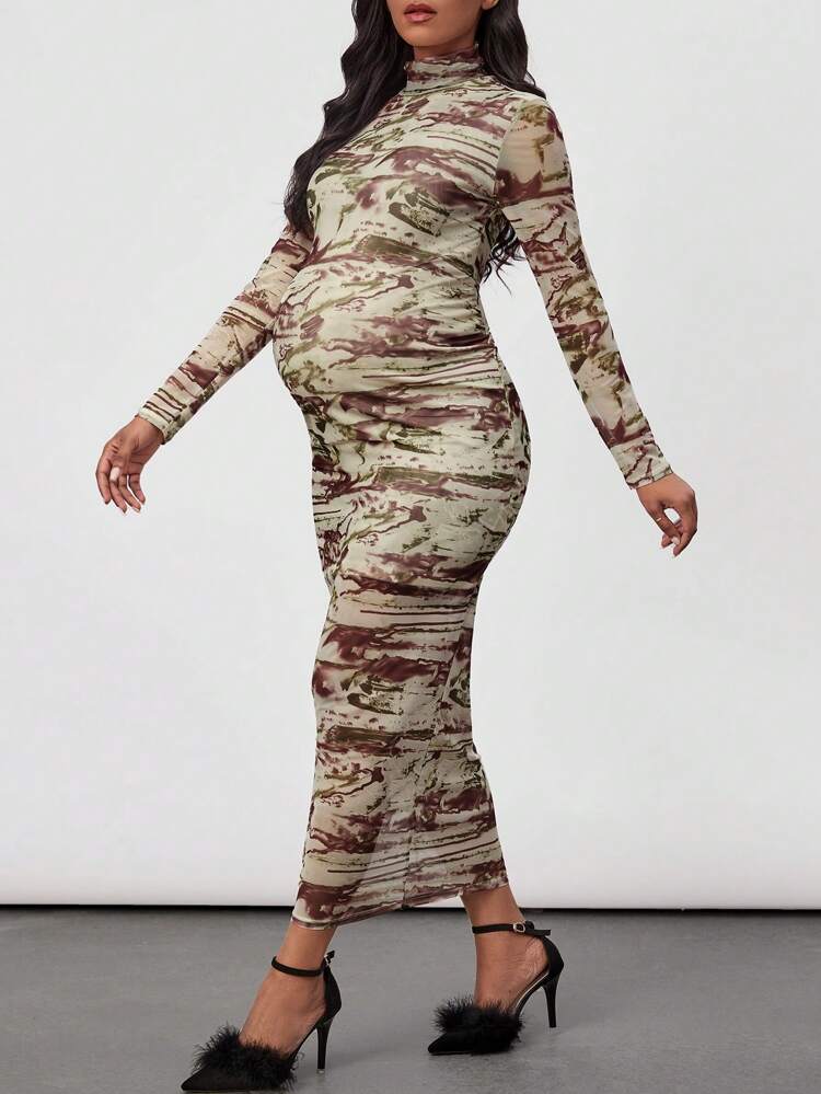 Maternity Turtleneck Tie Dye Dress