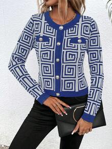 SHEIN Essnce Chaqueta Abierta - Azul Marino - Ver 3