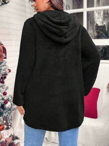 Calvaya Áo nỉ lông xù cỡ lớn, in hình hoạt hình, thích hợp mặc mùa Thu/Đông. - màu đen - Xem 2