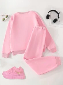 Đồ họa Chữ cái Lót nhiệt Áo len & Quần nỉ - Hồng - Xem 2