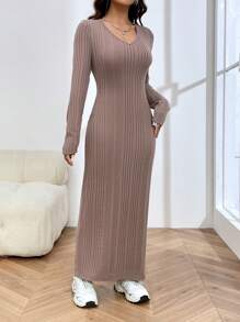 SHEIN EZwear Váy len màu hồng cho nữ - Hồng - Xem 3