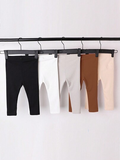 SHEIN Playful Pals 男婴休闲时尚简约多件套，春秋季新款高弹力薄罗纹面料打底裤