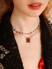 SHEIN MOD 1款時尚個性化項鍊-金色 - 金色 - 查看 2