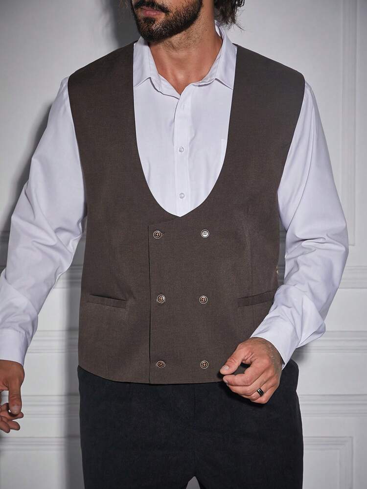 Men Plus Double Breasted Waistcoat