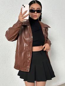 SHEIN Unity Chaqueta Regular De Mujer - Café integral - Ver 5