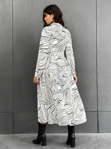 SHEIN Essnce Vestido camisero con estampado con botón delantero