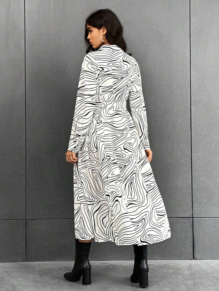 Allover Print Button Front Shirt Dress