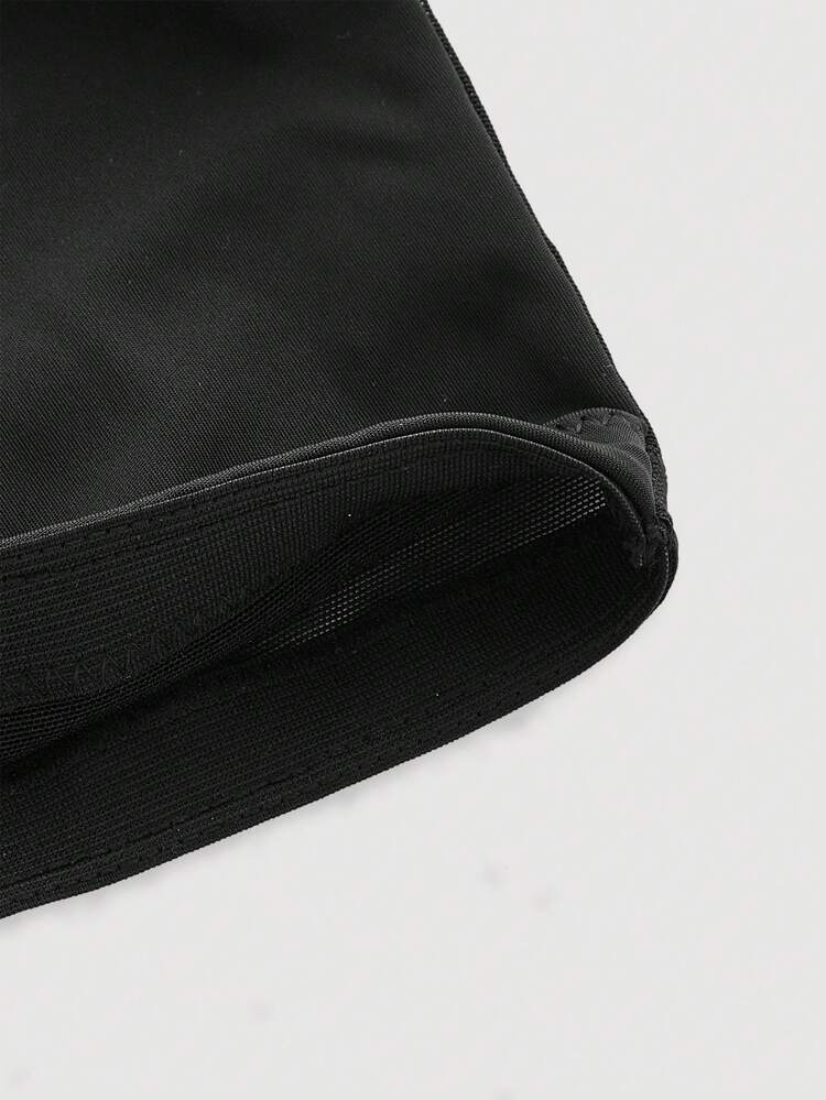 Women's Casual Comfy Knitted Fabric Black Colorblock Backless Shapewear Set With Mini Shorts