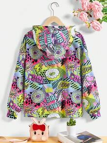 SHEIN Áo nỉ in họa tiết Pop Art dành cho bé gái tuổi teen - Nhiều màu - Xem 2