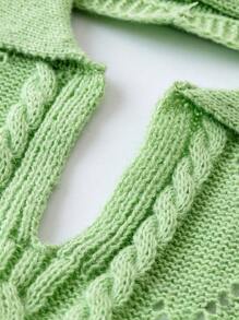 SHEIN Unity Plus Solid Cable Knit Top - Green - View 3