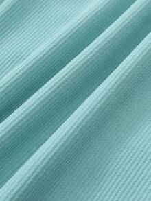 Váy len dệt kim sọc lệch vai cho bé gái tuổi teen - Màu xanh lam - Xem 6