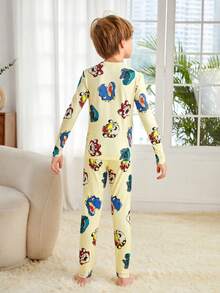 SHEIN Tween Boy Letter Graphic Tee & Pants PJ Set - Multicolor - View 3