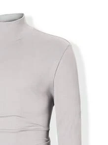 Manfinity Homme Men High Neck Ribbed Knit Tee