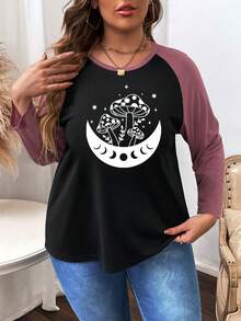 Calvaya Talla grande Camiseta seta & con estampado de luna de manga raglán - Multicolor - Ver 1