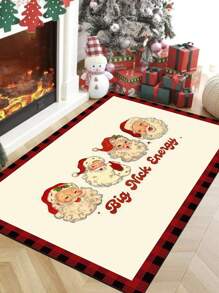 SHEIN 1pc Christmas Santa Claus Pattern Rug - Multicolor - View 11