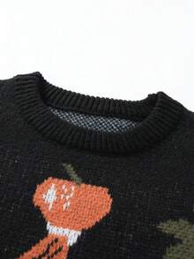 Manfinity Hypemode Hombres 1 pieza Jersey con patrón de dibujos animados de hombros caídos - Multicolor - Ver 3