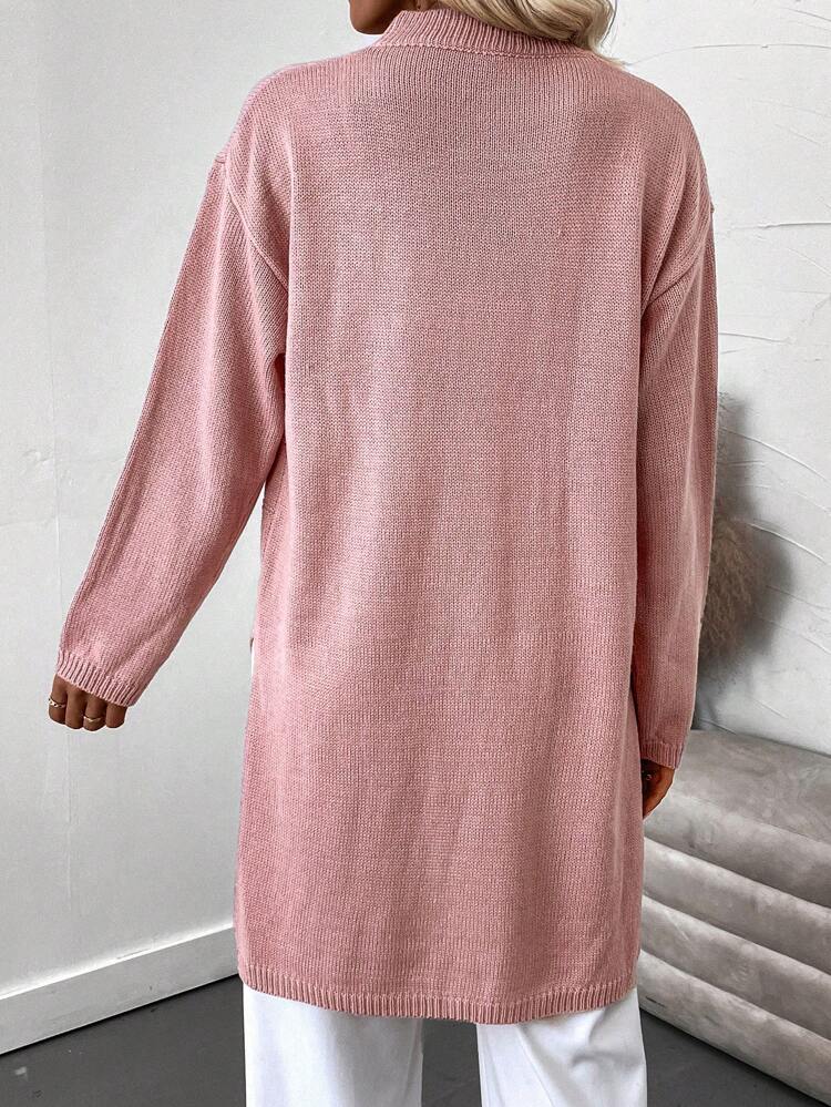 Drop Shoulder Split Hem Knit Pullover Fall Winter Sweater