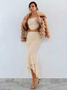 Aloruh 蕾絲短款背心&魚尾短裙