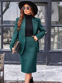 Aveloria 西裝領燈芯絨西裝外套和裙子