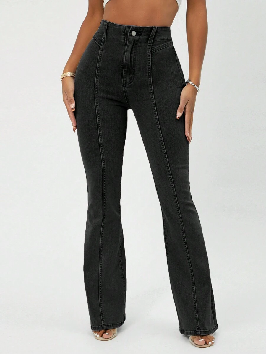 EURMUSE Women's Flared Jeans - Black - View 1