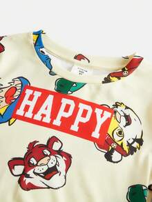 SHEIN Tween Boy Letter Graphic Tee & Pants PJ Set - Multicolor - View 12