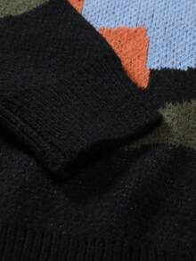 Manfinity Hypemode Hombres 1 pieza Jersey con patrón de dibujos animados de hombros caídos - Multicolor - Ver 4