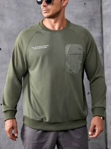 Manfinity Homme Men Plus Raglan Sleeve Sweatshirt - Army Green - View 6