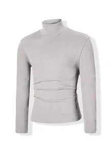 Manfinity Homme Men High Neck Ribbed Knit Tee