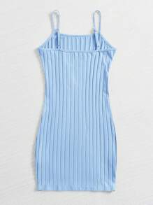 SHEIN EZwear Rib Knit Bodycon Dress - Baby Blue - View 2