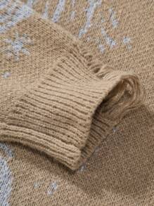 Manfinity Nam Hình sao Rách Thả vai Áo len - Cà phê nâu - Xem 5