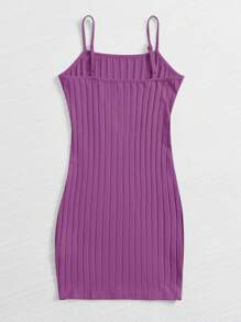 SHEIN EZwear Ribbed Cami Bodycon Mini Dress - Purple - View 2