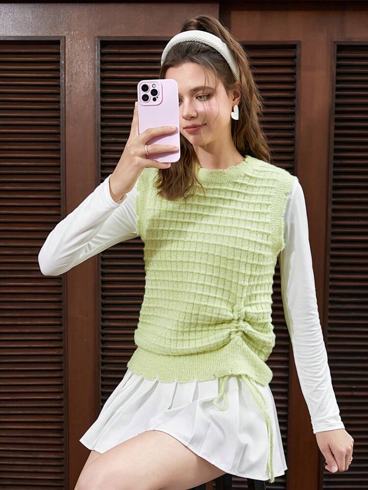 Drawstring Front Sweater Vest