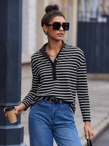 SHEIN BIZwear 女士t恤 - 黑與白 - 查看 6