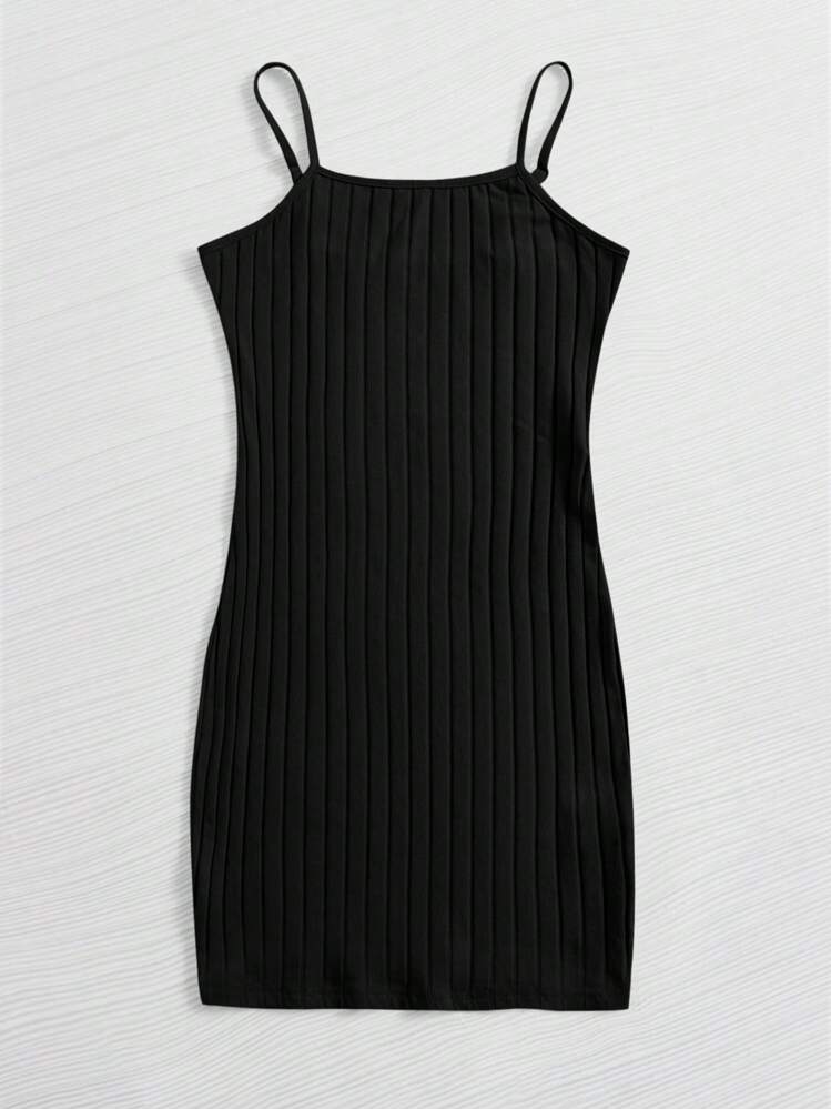 black ribbed cami dress Women's Ribbed Cami Dress in Midnight
