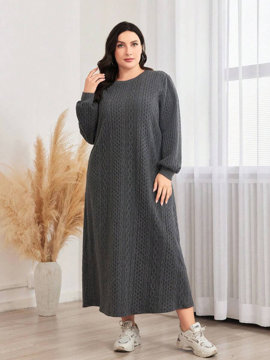 Mulvari Plus Solid Textured Sweatshirt Dress Graduation,Back To School Outfits,Graduation,Teacher Outfits For Women,Back To School Pullover Fall Outfit Winter Autumn