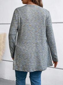 SHEIN LUNE Plus Space Dye Waterfall Collar Open Front Coat - Multicolor - View 2