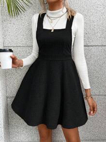 Chiquease Solid Overall Dress Without Sweater - Black - View 4