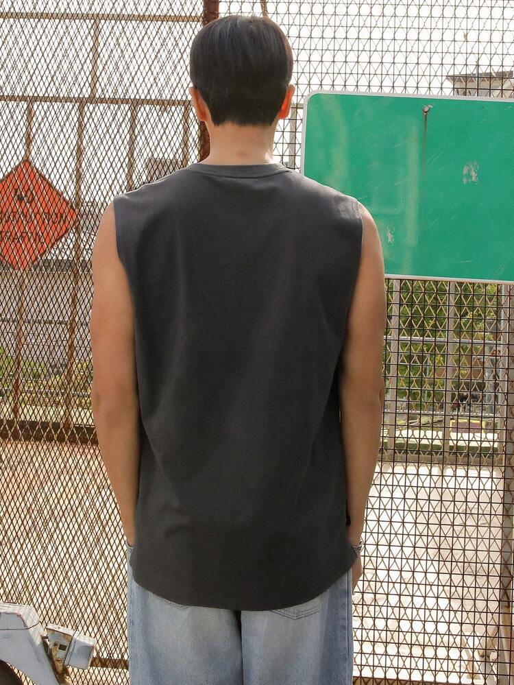 Men Back To School Solid Tank Top