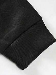 Manfinity Homme 男士標語&星星圖案落肩袖運動衫 - 黑色 - 查看 7