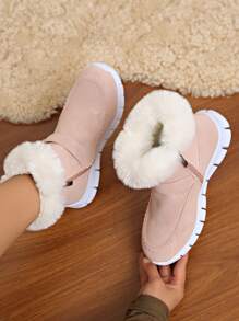 New Winter Women's Boots, Comfortable Lightweight Flat Bottom, Plush Lined And Warm, Snow Boots - Pink - View 4