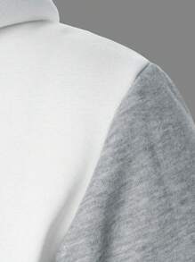 Manfinity Homme 男士拼色贴片细节口袋抽绳连帽衫，外出长袖休闲连帽衫，适合朋友、丈夫、男朋友的礼物，男士连帽衫，男士连帽衫，男士连帽衫和运动衫，适合秋季 - 白色 - 查看 5